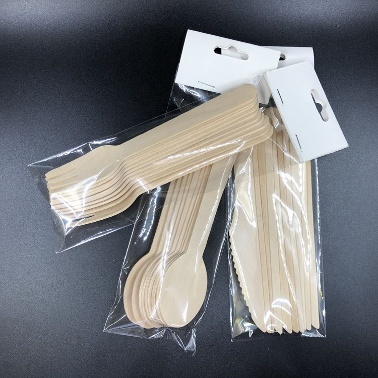 160mm Disposable Wooden Cutlery Set With Cardhead |FSC Certified | Senyang
